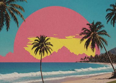 Vaporwave beach palms