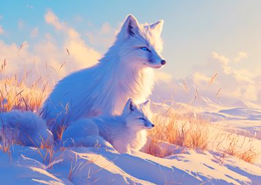 Winter Snow Ice Fox Wolves