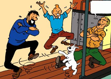 happy tintin and friend