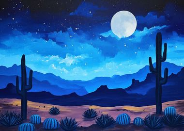 Desert night sky with a fu