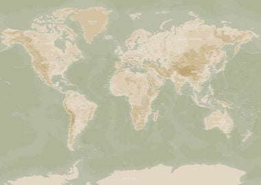 World Map Topographic