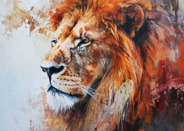 Painted portrait of a lion