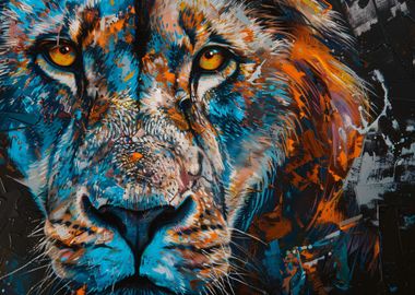 Portrait of colorful lion