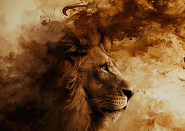 Brown lion digital art