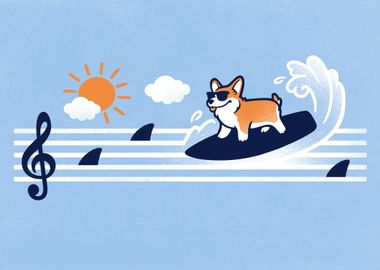 corgi surfing music sheet