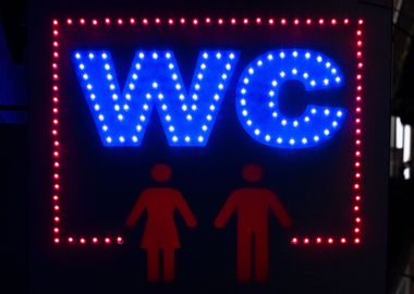 WC neon sign street hangin