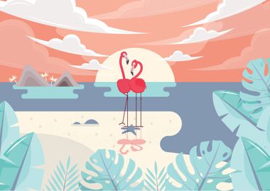 Flamingos and Beaches