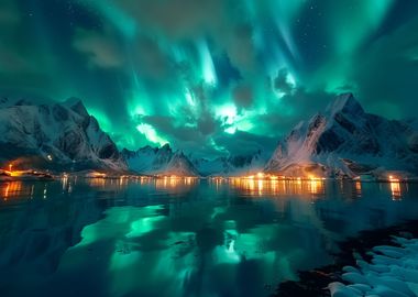 Aurora Borealis Mountains