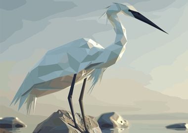 Egret Low Poly