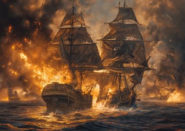 Pirate ship in battle