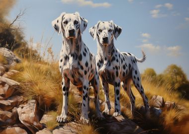 Two Dalmatian dogs