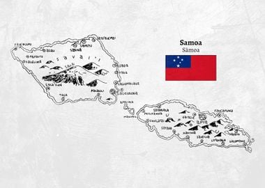 Handdrawn Samoa Map