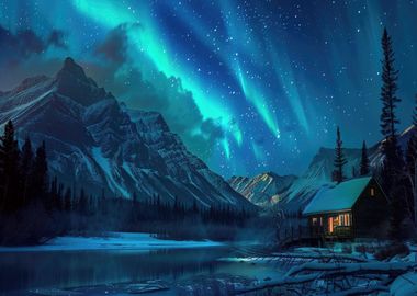 Polar Lights at Mountains