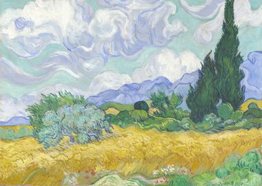 Wheat Field with Cypresses