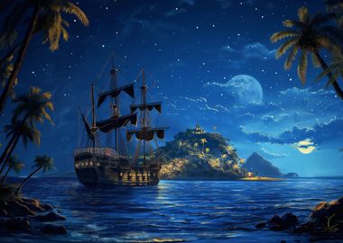 Galleon in Caribbean