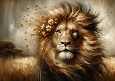 Fantasy Floral Lion Art