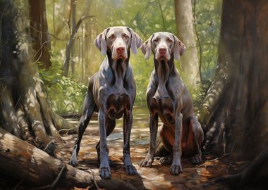 Two Weimaraners