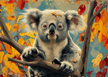 Cute koala Vintage art