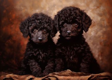 Two Black Poodle puppies