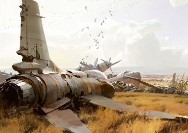 Wrecked Aircraft Art