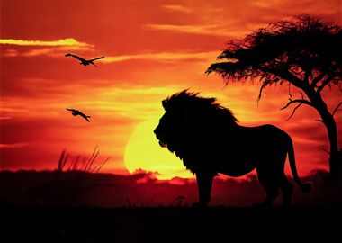 Silhouette a lion 