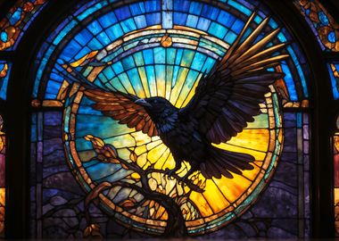 Crow in Stained Glass