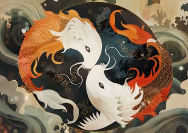 Yin and Yang Koi Fishes