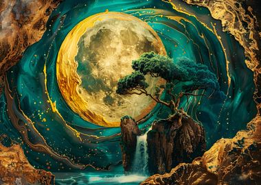 Gold Moon And Tree of life