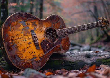 A vintage acoustic guitar