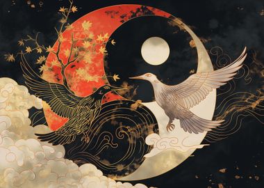 Yin Yang Birds Balance Zen