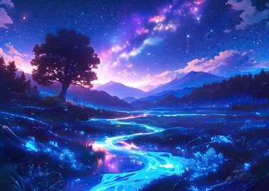 Starlit River Valley