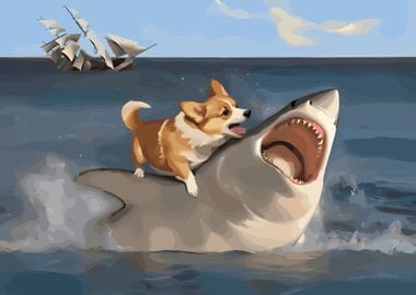 Funny Dog Biting Shark