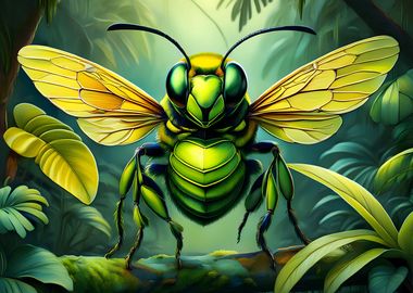 Green bee fantasy world