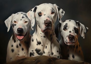 Three Dalmatian dogs