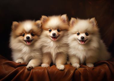 Three pomeranian dogs