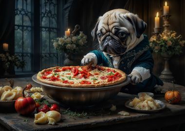 Grumpy Pug and Pizza