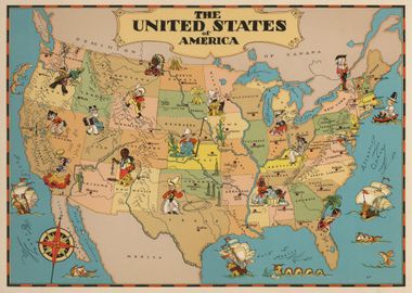 USA pictorial vintage map