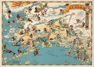 Alaska Vintage map