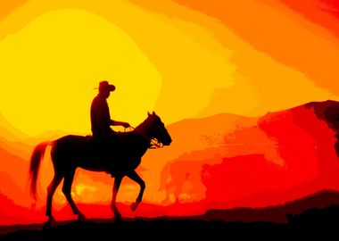 Red sunset cowboy