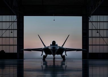 F22 Raptor in the Hangar