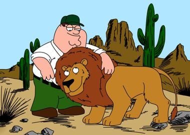 Peter Griffin and Lion