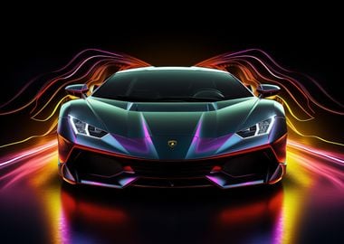 Lamborghini neon Car