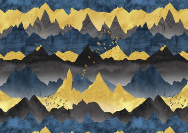 Blue and golden mountains