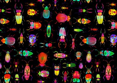 Colorful Bugs Black