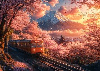 japanese train in mount fuji