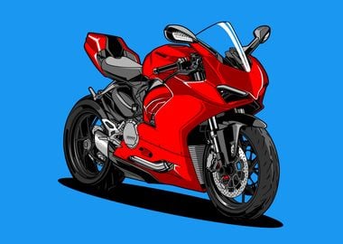 Red Ducati Motorcycle Illustration