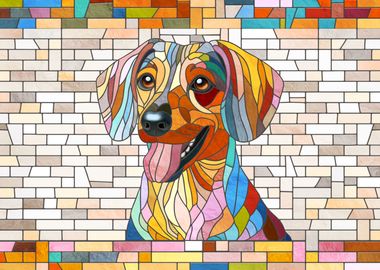 StainDachshund dog  - Doxie -colorful mosaic