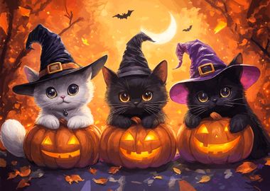 Halloween Witch Cats