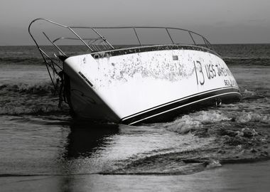 Sunken Boat on Beach