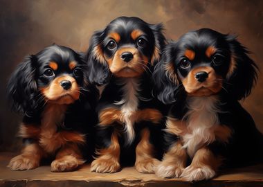 Three Cavalier King Charles Spaniels